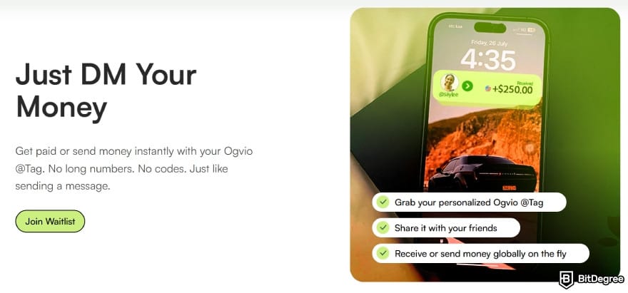 Best way to send money to Germany: Ogvio tag feature benefits.