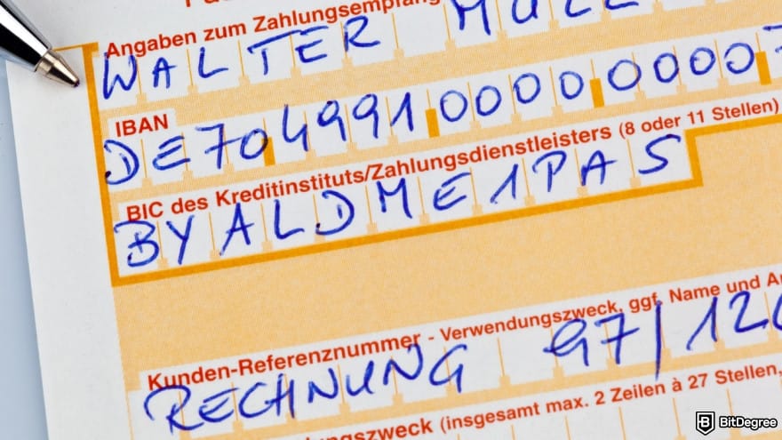 Best way to send money to Germany: payment slip with IBAN.