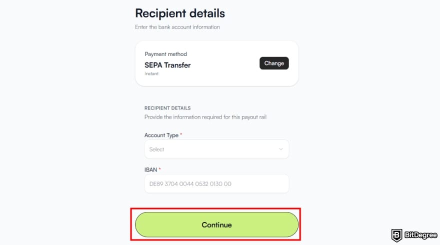 Best way to send money to Germany: input the recipient's bank detail.