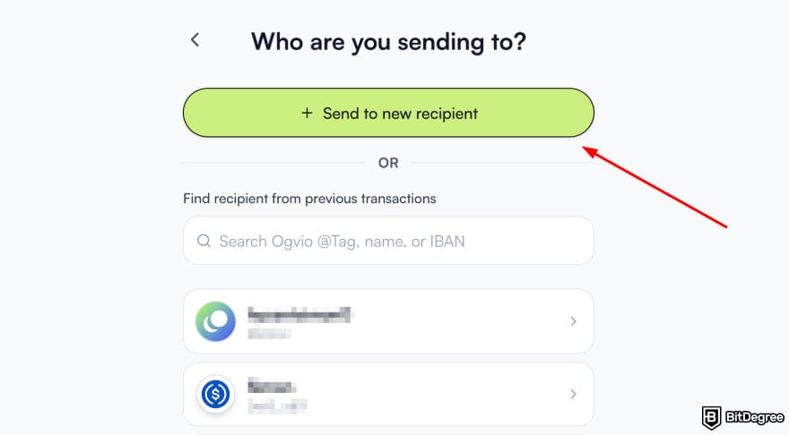 Best way to send money to Greece: Ogvio send money add new recipient.