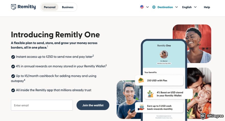 Best way to send money to Greece: Remitly One page.