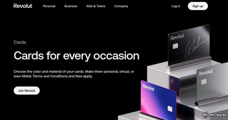 Best way to send money to Greece: Revolut card page.
