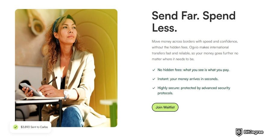 Best way to send money to Indonesia: description for some of Ogvio's key benefits.
