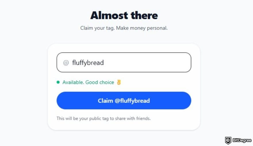 Best way to send money to Indonesia: page for claiming personal tag on Ogvio.