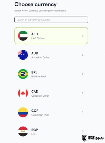 Best way to send money to Indonesia: Ogvio asking you to select a currency.