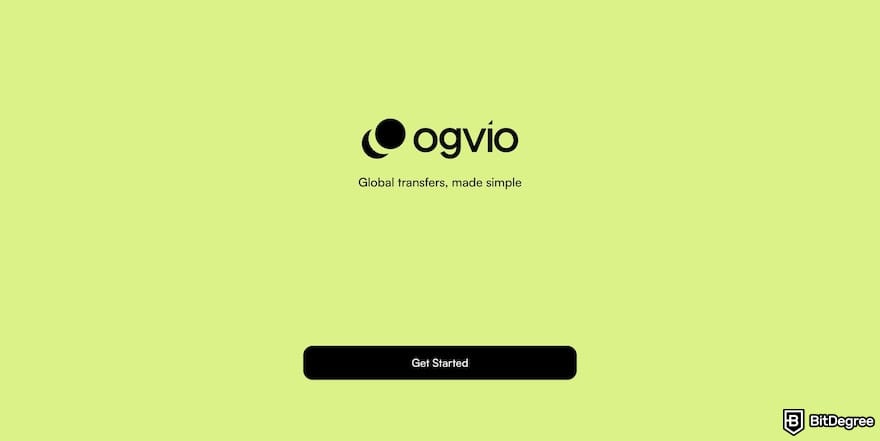 Best way to send money to Italy: Ogvio's welcome page.
