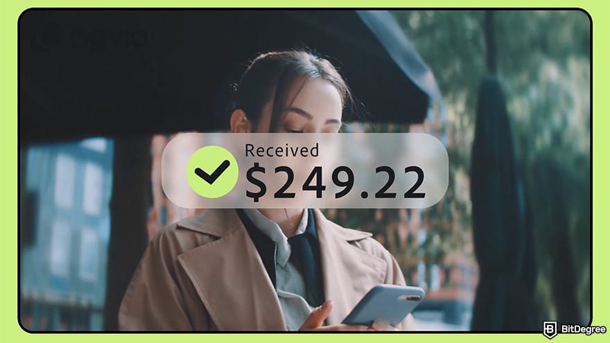 Best way to send money to Italy: a woman looking at her phone and a received notification.