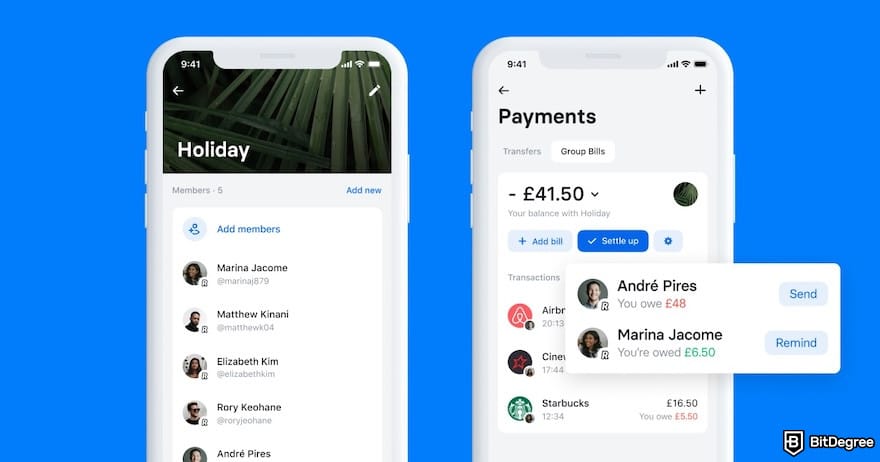 Best way to send money to Italy: the Group Bills feature on Revolut's mobile app.