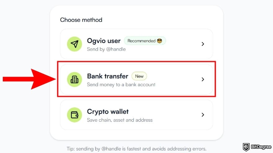 Best way to send money to Mexico: select [Bank transfer] for transferring the money.