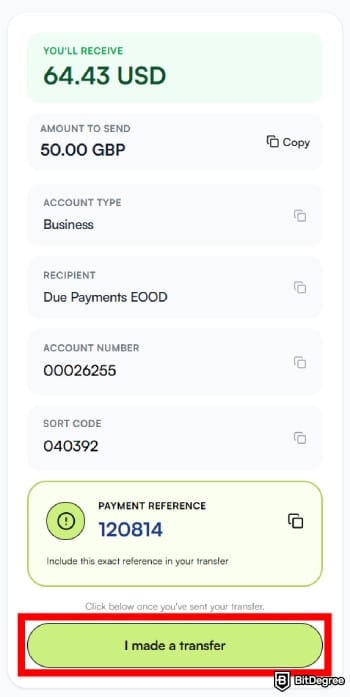 Best way to send money to Mexico: copy the payment details.