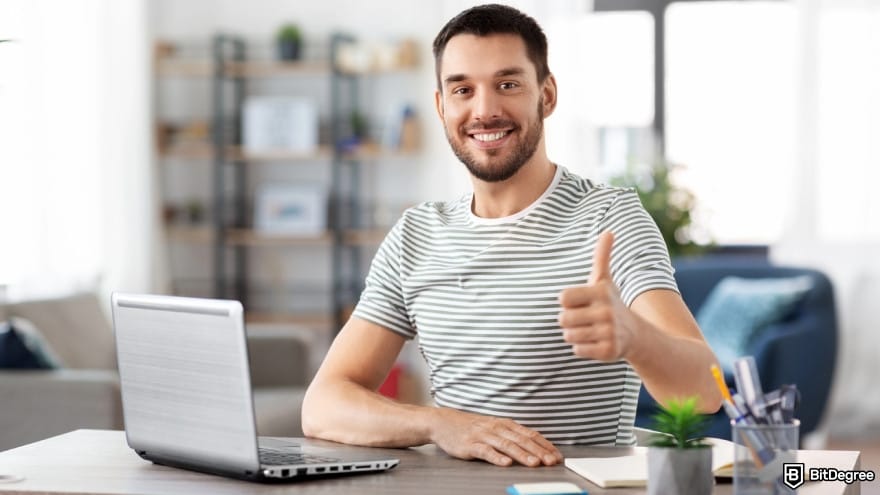 Best way to send money to Mexico: a happy man with laptop.