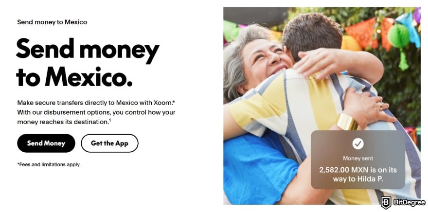 Best way to send money to Mexico: Paypal promotional banner of money transfer to Mexico.