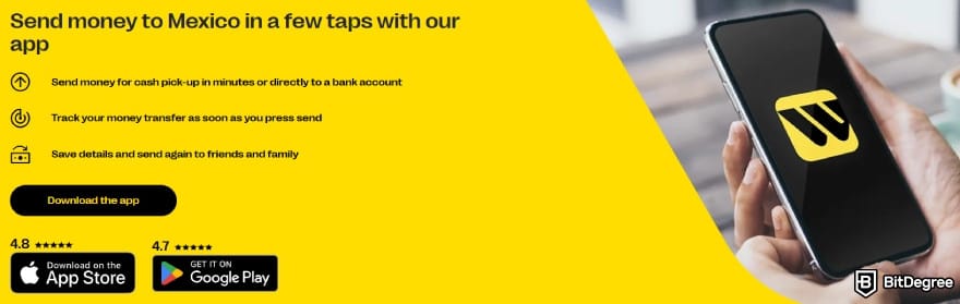 Best way to send money to Mexico: Western Union mobile app.