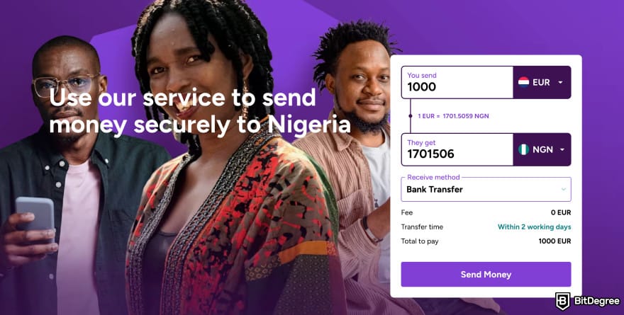 Best way to send money to Nigeria: WorldRemit send money to Nigeria page.