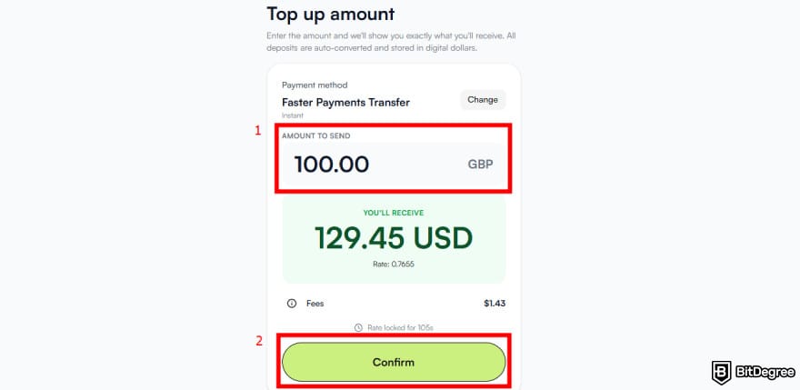 Best way to send money to Pakistan: entering top up amount on Ogvio app.