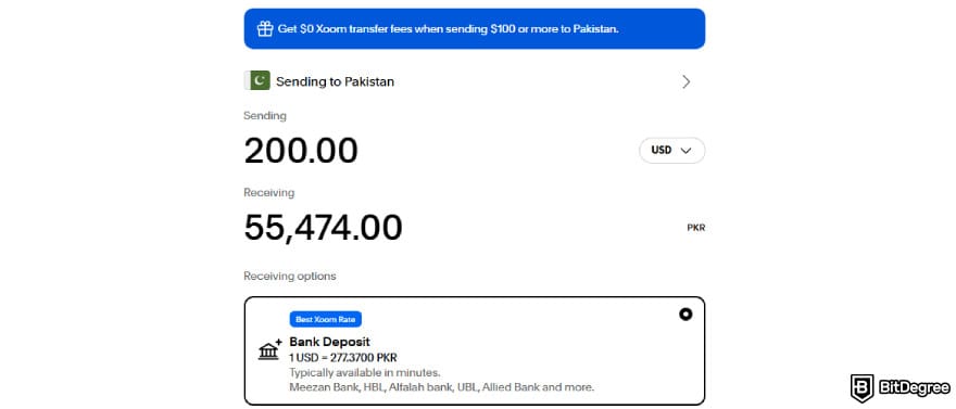 Best way to send money to Pakistan: sending USD to PKR using Xoom.