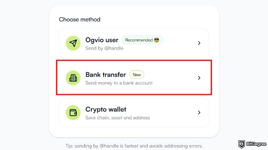 Best way to send money to Portugal: select [Bank Transfer] option.