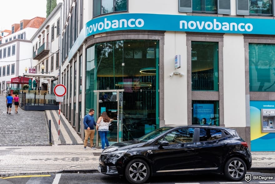 Best way to send money to Portugal: Novobanco bank building.