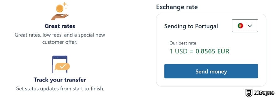 Best way to send money to Portugal: Remitly promotional rates.