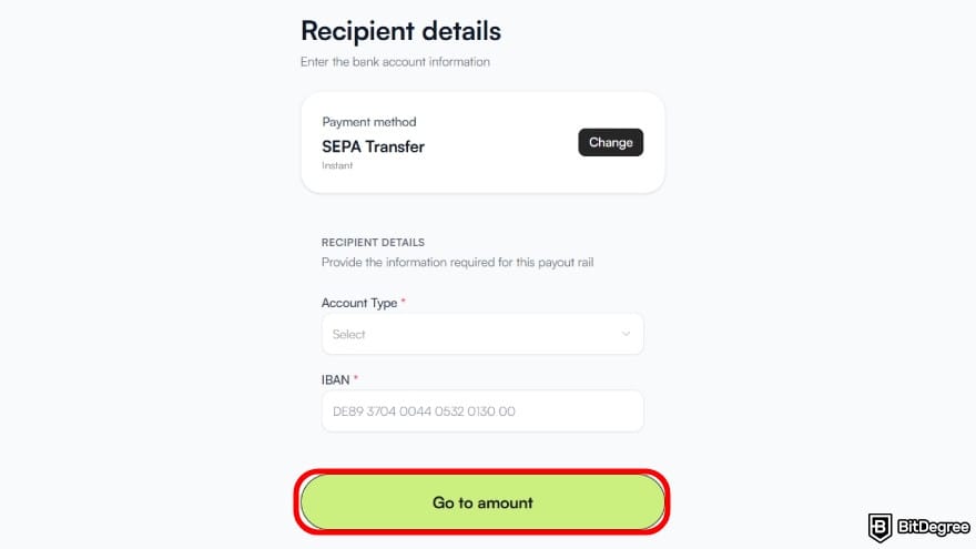 Best way to send money to Portugal: enter the recipient's bank details.
