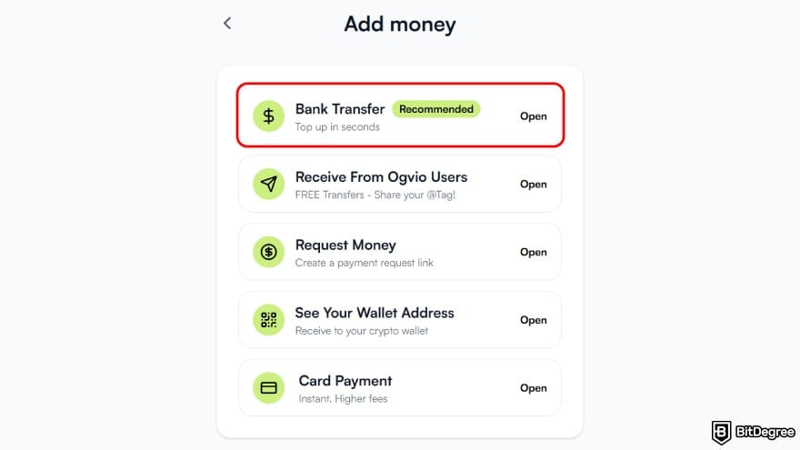 Best way to send money to Singapore: select [Bank Transfer], which is the recommended option.