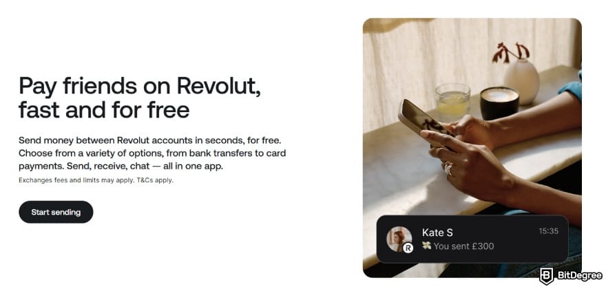 Best way to send money to Singapore: Revolut app showing instant free transfers between users.