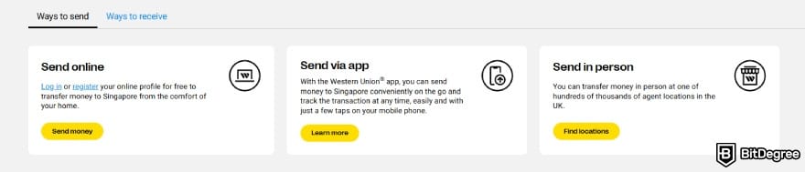 Best way to send money to Singapore: Western Union options to transfer money to Singapore.