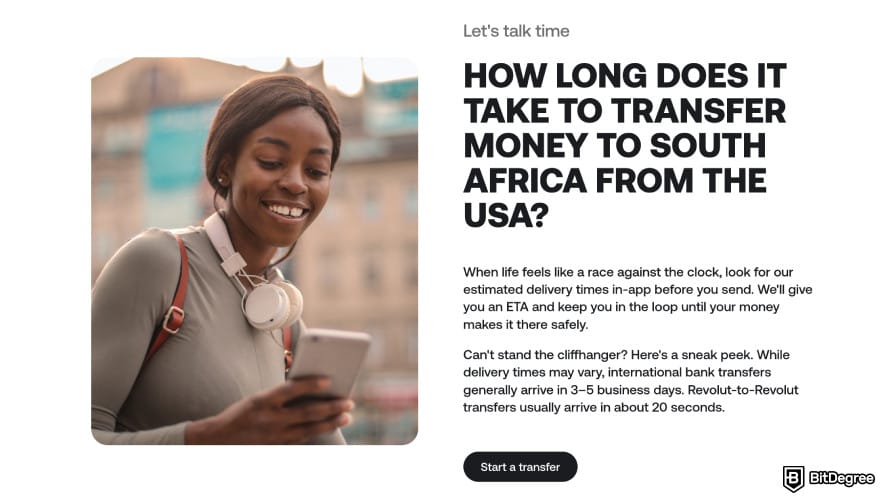 Best way to to send money to South Africa: Revolut transfer time to South Africa.