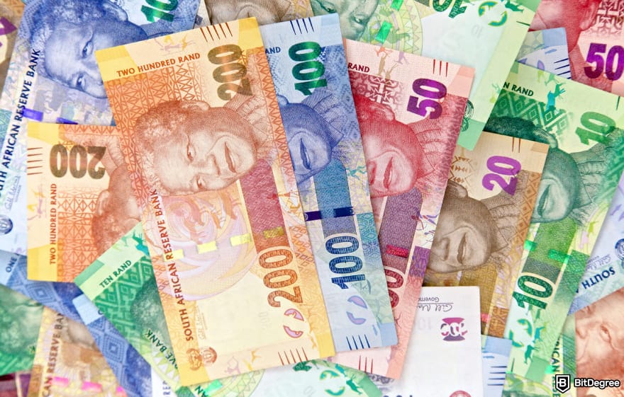 Best way to to send money to South Africa: stack of ZAR bills.