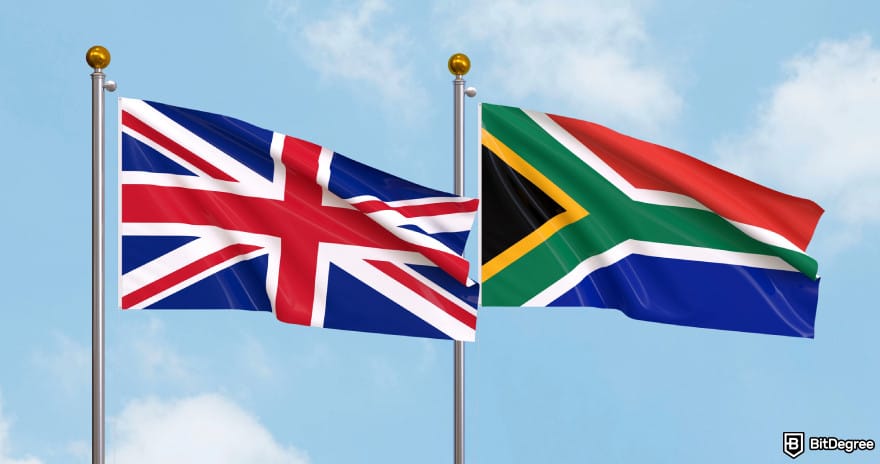 Best way to send money to South Africa: UK and South African flags.