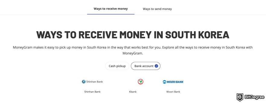 Best way to send money to South Korea: MoneyGram receive money in South Korea.