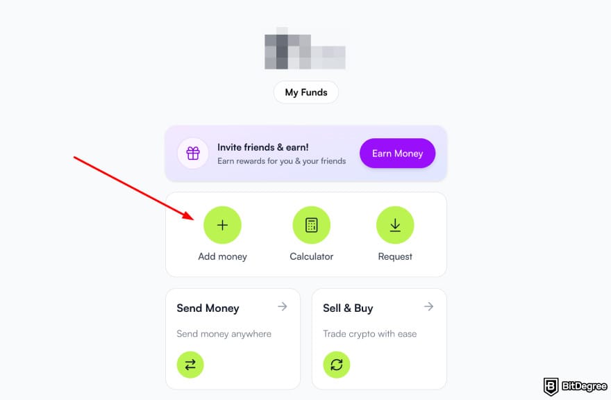 Best way to send money to South Korea: Ogvio main page highlighting the [Add money] button.