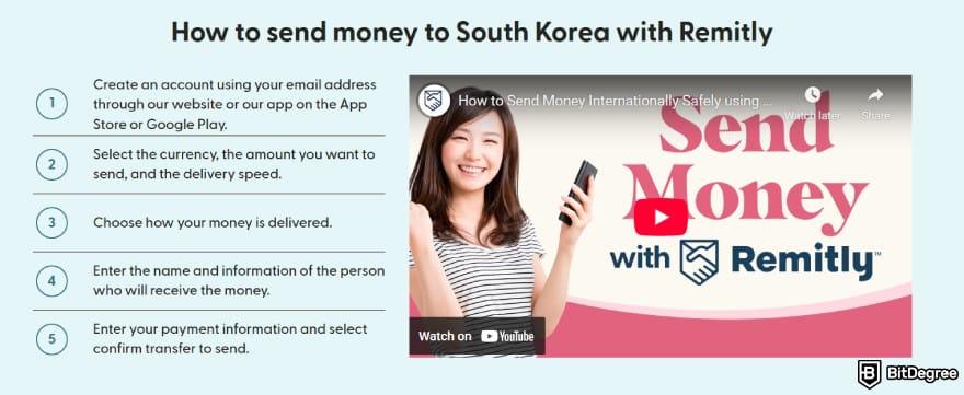 Best way to send money to South Korea: how to send money to South Korea with Remitly.