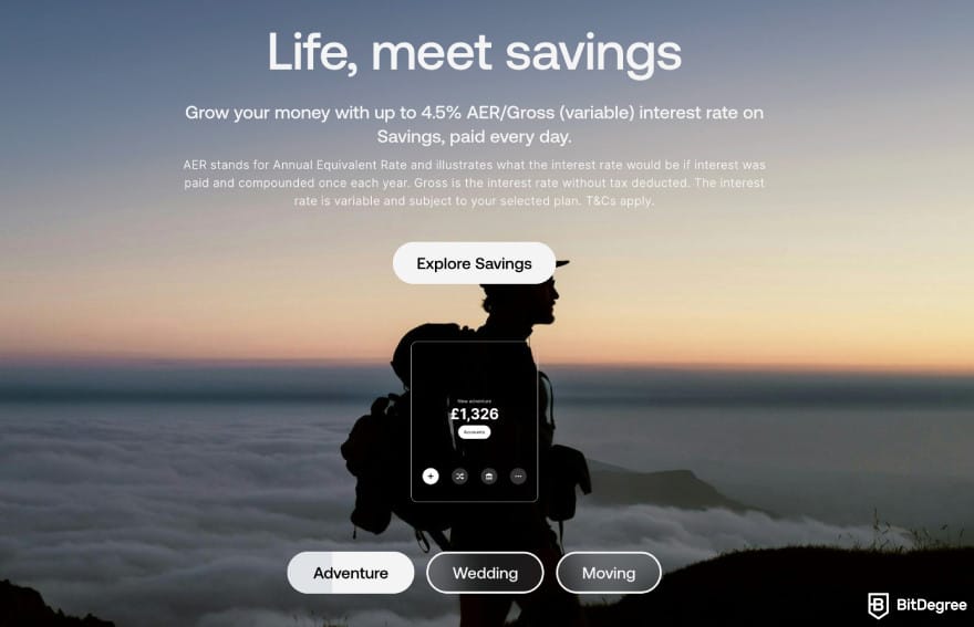 Best way to send money to South Korea: Revolut savings section on homepage.