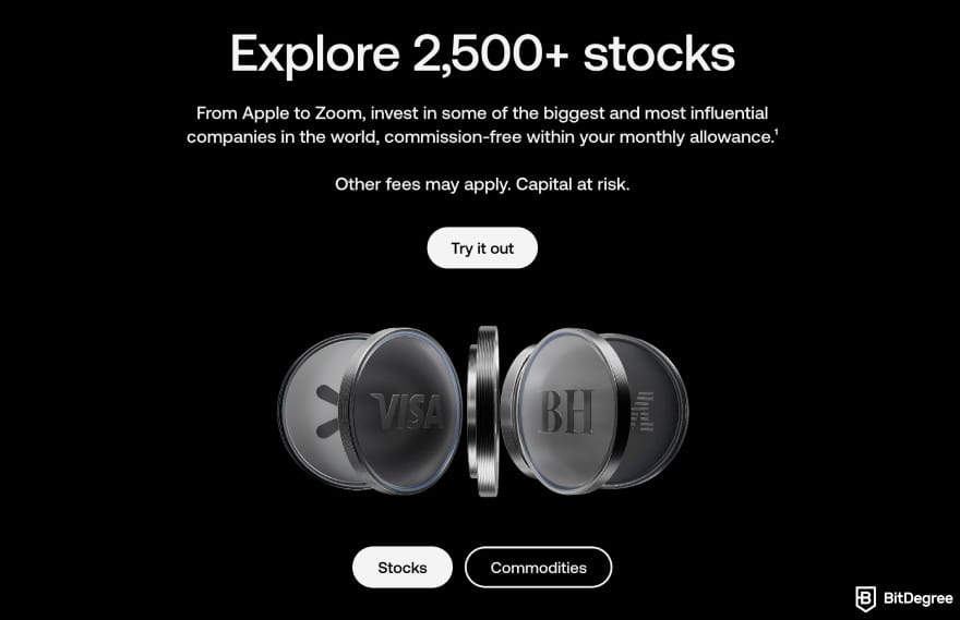 Best way to send money to South Korea: Revolut stocks trading section on homepage.