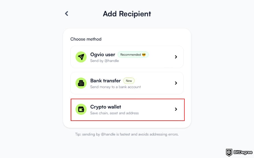 Best way to send money to Thailand: click [Crypto wallet] on Ogvio.