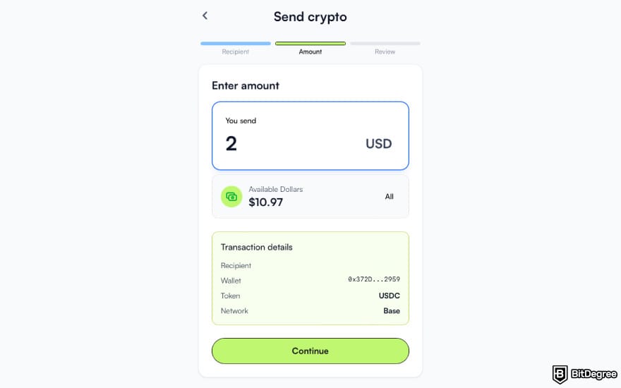 Best way to send money to Thailand: enter the amount of crypto you want to send on Ogvio.