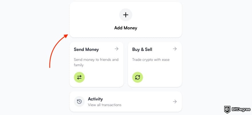 Best way to send money to the Philippines: a red arrow pointing to the [Add Money] button on Ogvio.