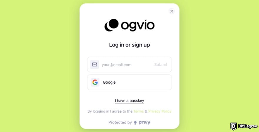 Best way to send money to the Philippines: Ogvio's sign up page.