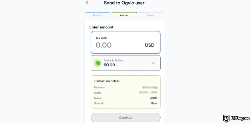 Best way to send money to the Philippines: Ogvio asking you to enter how much money you want to send.