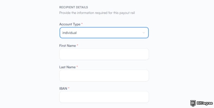 Best way to send money to Turkey: Ogvio asking for recipient's details.
