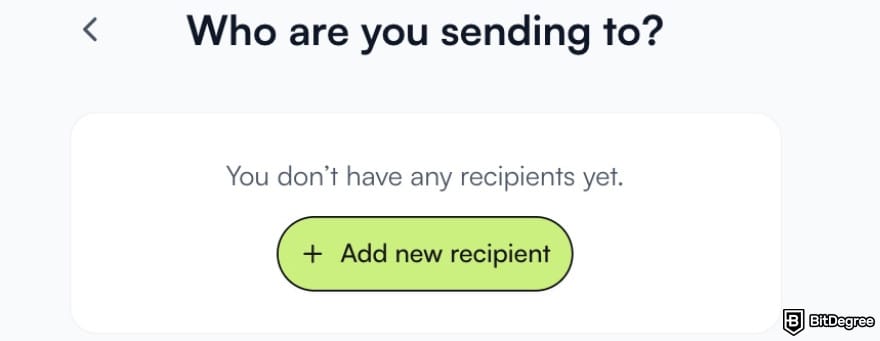 Best way to send money to Turkey: Ogvio asking you to add a new recipient.