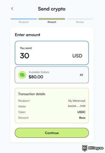 Best way to send money to UAE: the amount page when sending crypto using Ogvio. Best way to send money to UAE: the amount page when sending crypto using Ogvio.
