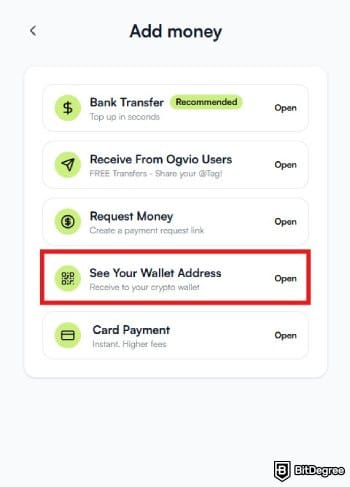 Best way to send money to UAE: a list of available top up options with the crypto wallet address option highlighted. Best way to send money to UAE: a list of available top up options with the crypto wallet address option highlighted.