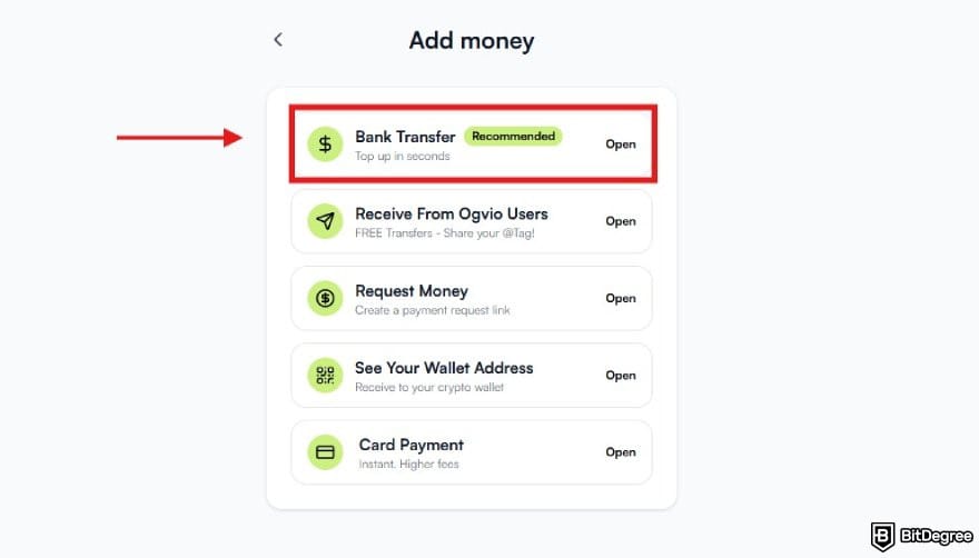 Best way to send money to UAE: a list of available top up methods on Ogvio with the bank transfer options highlighted. Best way to send money to UAE: a list of available top up methods on Ogvio with the bank transfer options highlighted.