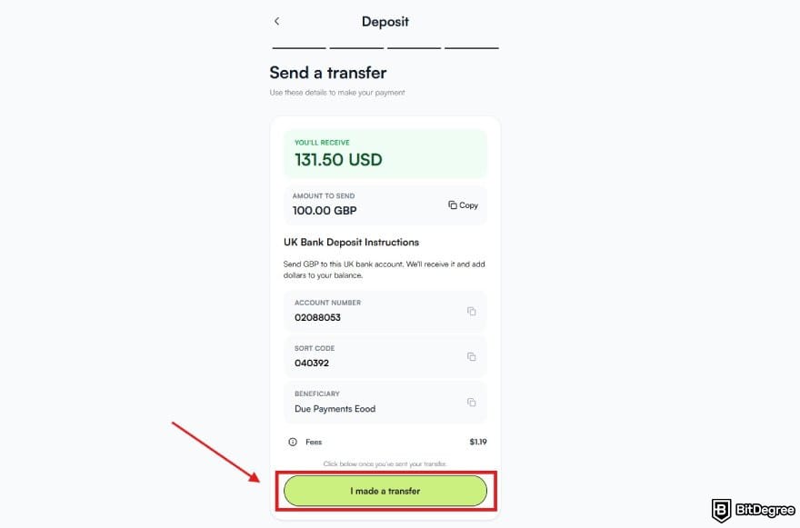 Best way to send money to UAE: the transfer confirmation page when depositing funds to Ogvio. Best way to send money to UAE: the transfer confirmation page when depositing funds to Ogvio.