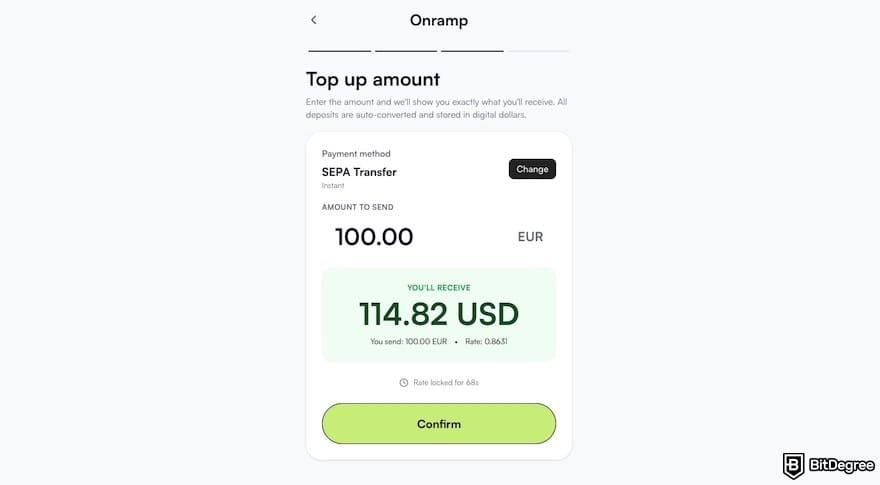 Best way to send money to UK: typing in the amount of money you deposit on Ogvio.