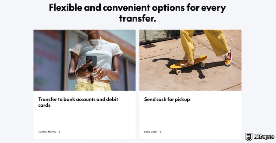 Best way to send money to Ukraine: options to transfer to bank accounts or cash pickup on Xoom's website.