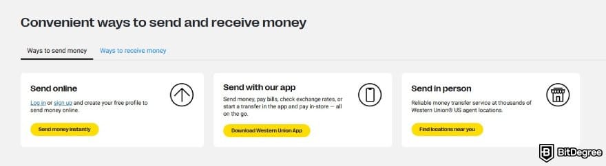 Best way to send money to USA: available ways to send money using Western Union.
