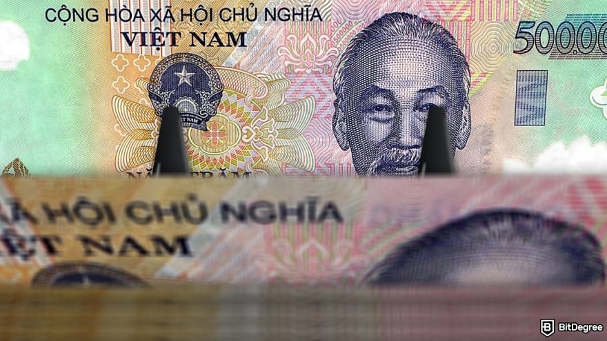 Best way to send money to Vietnam: Vietnamese banknote bundle stacks.